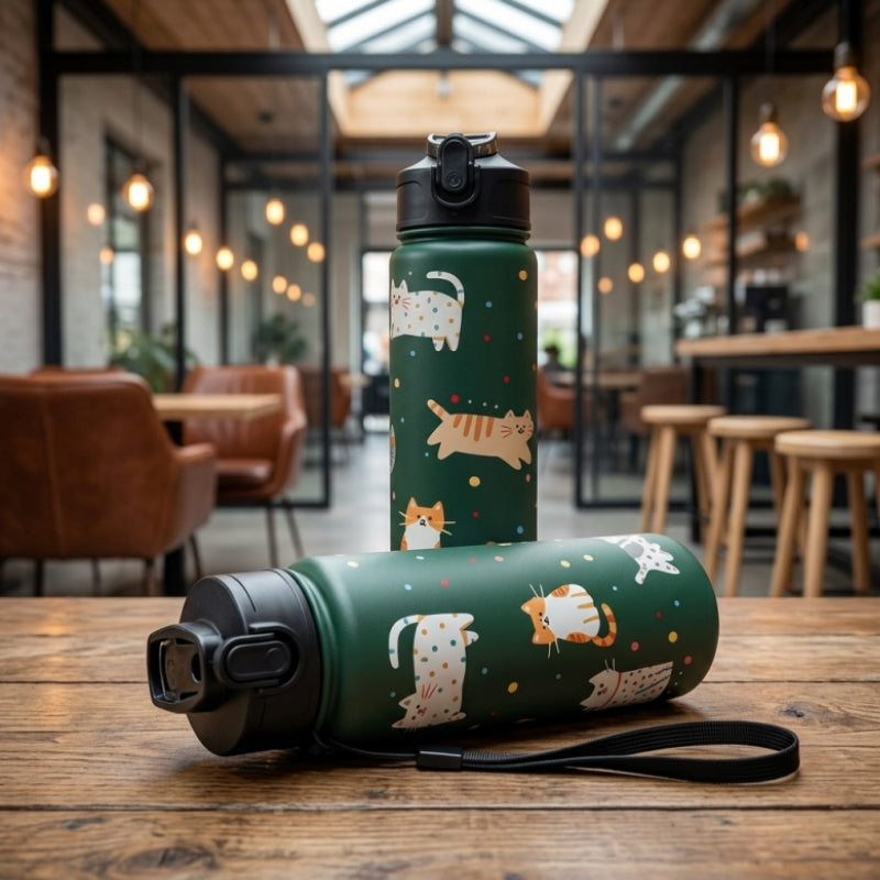 Gourde Sport Enfant Vert 750ML réutilisable avec grande capacité de 750ML, bouteille d'eau écologique pour enfant, gourde anti-fuite avec poignée intégrée, idéale pour limiter les bouteilles plastiques jetables au quotidien. | La Gourde
