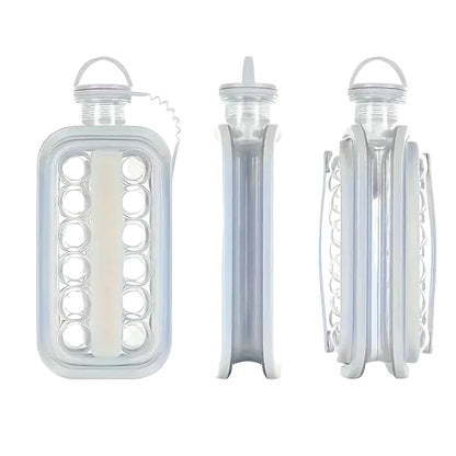 Gourde Sport Glaçons 2 en 1 - Carre avec manches et bouchon sport