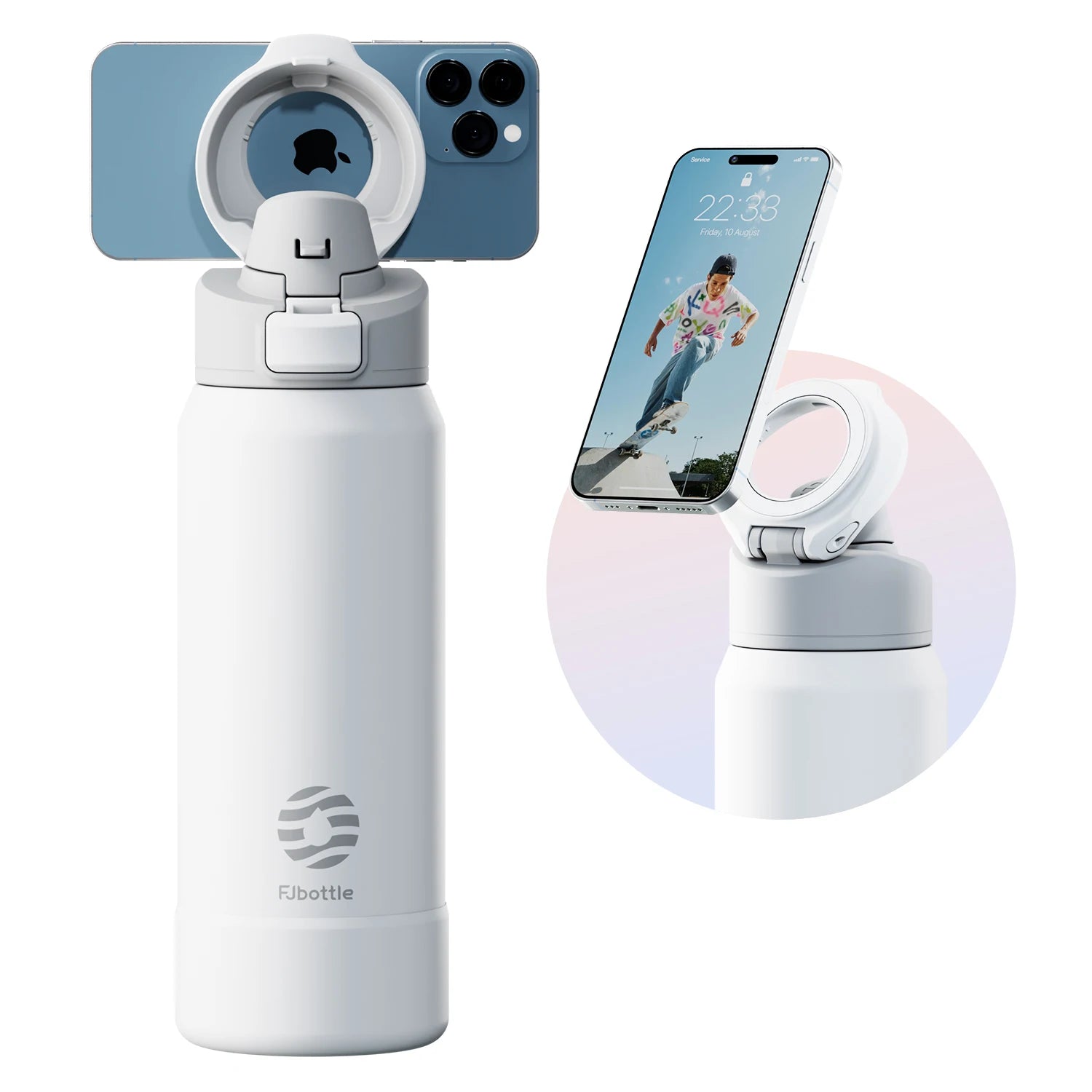 Gourde Sport Magnetique Blanc 950 ml - Aimantée pour Smartphone