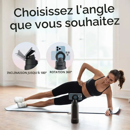 Gourde isotherme MagSafe avec support téléphone pour fitness, bureau et randonnée