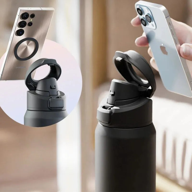 Bouteille d'eau sportive en acier inoxydable avec support magnétique pour iPhone MagSafe