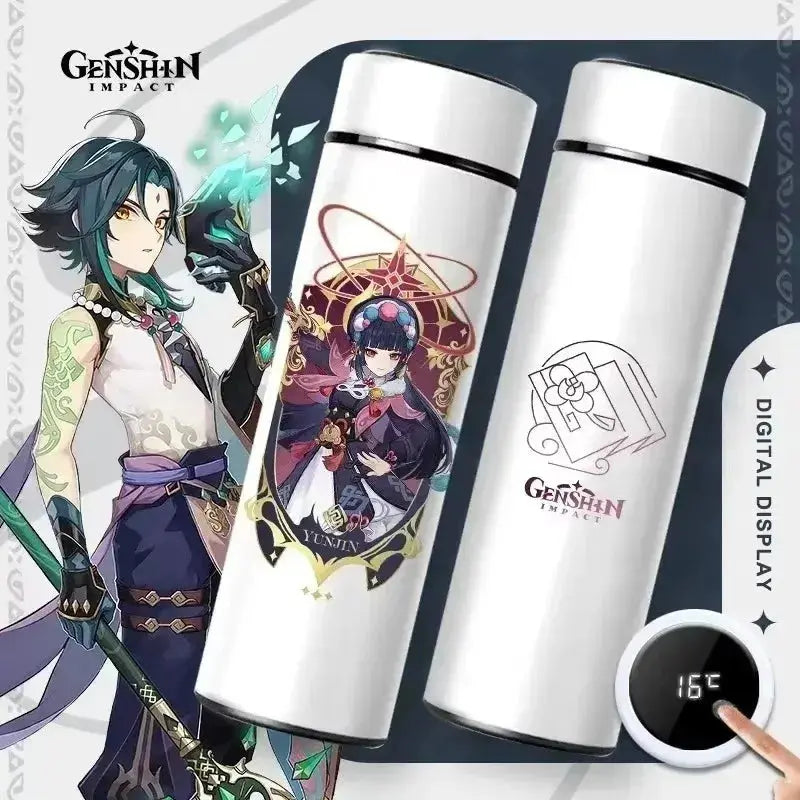 Gourde Thermos Isotherme Connecté Genshin Impact 550 ml, Gourde Genshin Impact 550 ml avec affichage température.