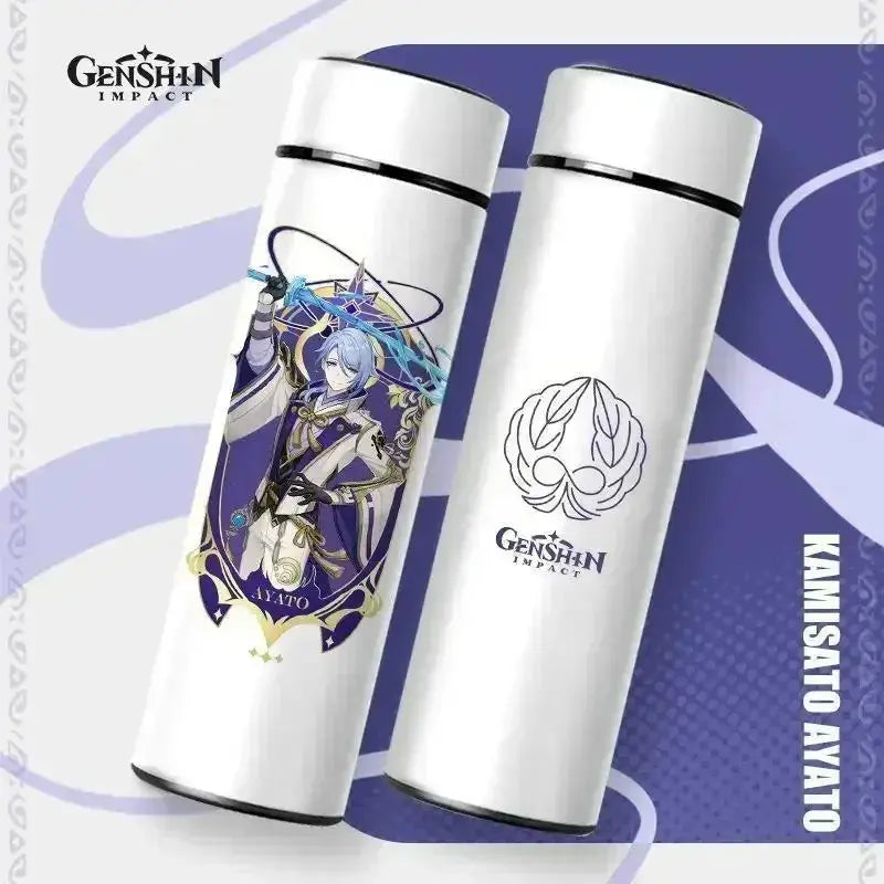 Gourde Thermos Isotherme Connecté Genshin Impact 550 ml,  Bouteille Genshin Impact 550 ml avec écran intelligent.
Gourde connectée idéale pour le bureau.
