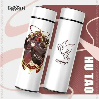Gourde Thermos Isotherme Connecté Genshin Impact 550 ml, Bouteille inox Genshin Impact 550 ml connectée.
 Thermos pratique à emporter au quotidien.