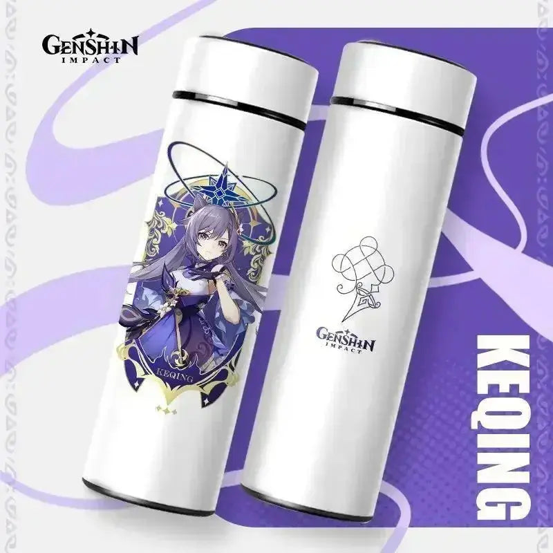 Gourde Thermos Isotherme Connecté Genshin Impact 550 ml, Gourde Genshin Impact 550 ml pour boissons chaudes et froides.  Bouteille isotherme adaptée à une utilisation quotidienne.