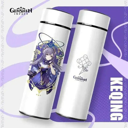 Gourde Thermos Isotherme Connecté Genshin Impact 550 ml, Gourde Genshin Impact 550 ml pour boissons chaudes et froides.  Bouteille isotherme adaptée à une utilisation quotidienne.