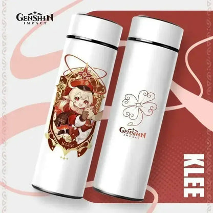 Gourde Thermos Isotherme Connecté Genshin Impact 550 ml,  Gourde Genshin Impact avec affichage température intelligent.
 Une bouteille isotherme moderne pour les fans.
