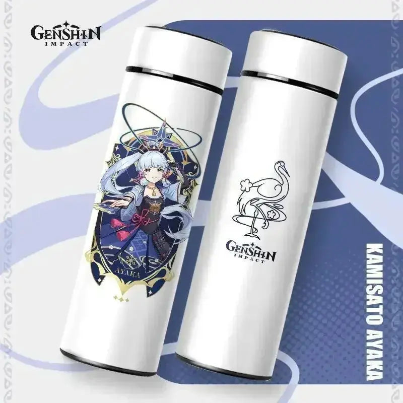 Gourde Thermos Isotherme Connecté Genshin Impact 550 ml,  Gourde connectée Genshin Impact 550 ml en inox.
 Bouteille isotherme originale pour le quotidien.
