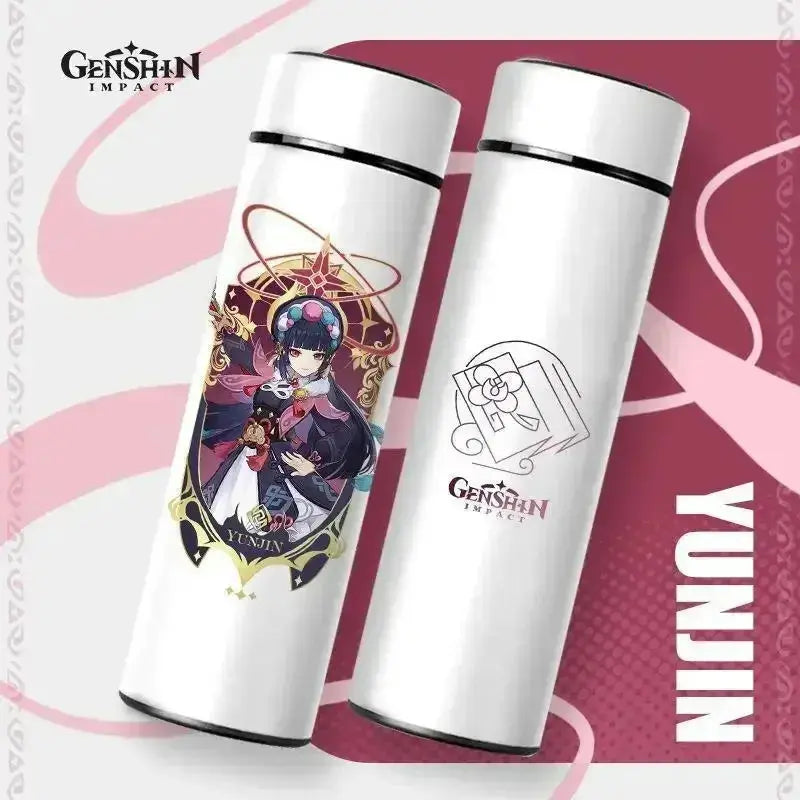 Gourde Thermos Isotherme Connecté Genshin Impact 550 ml, Gourde connectée Genshin Impact en acier inoxydable., Thermos 550 ml au design inspiré du manga.