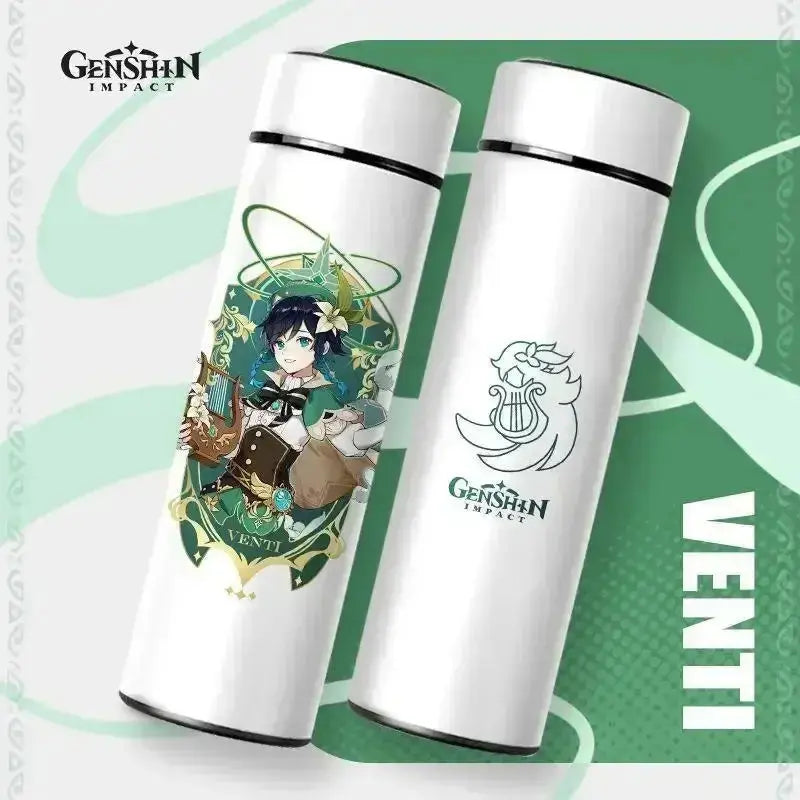 Gourde Thermos Isotherme Connecté Genshin Impact 550 ml, Gourde inox 550 ml avec température affichée., Thermos Genshin Impact pratique et élégant.