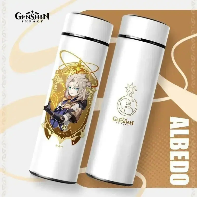 Gourde Thermos Isotherme Connecté Genshin Impact 550 ml,  Gourde inox Genshin Impact avec affichage LED.
Bouteille intelligente pour les amateurs de gaming.