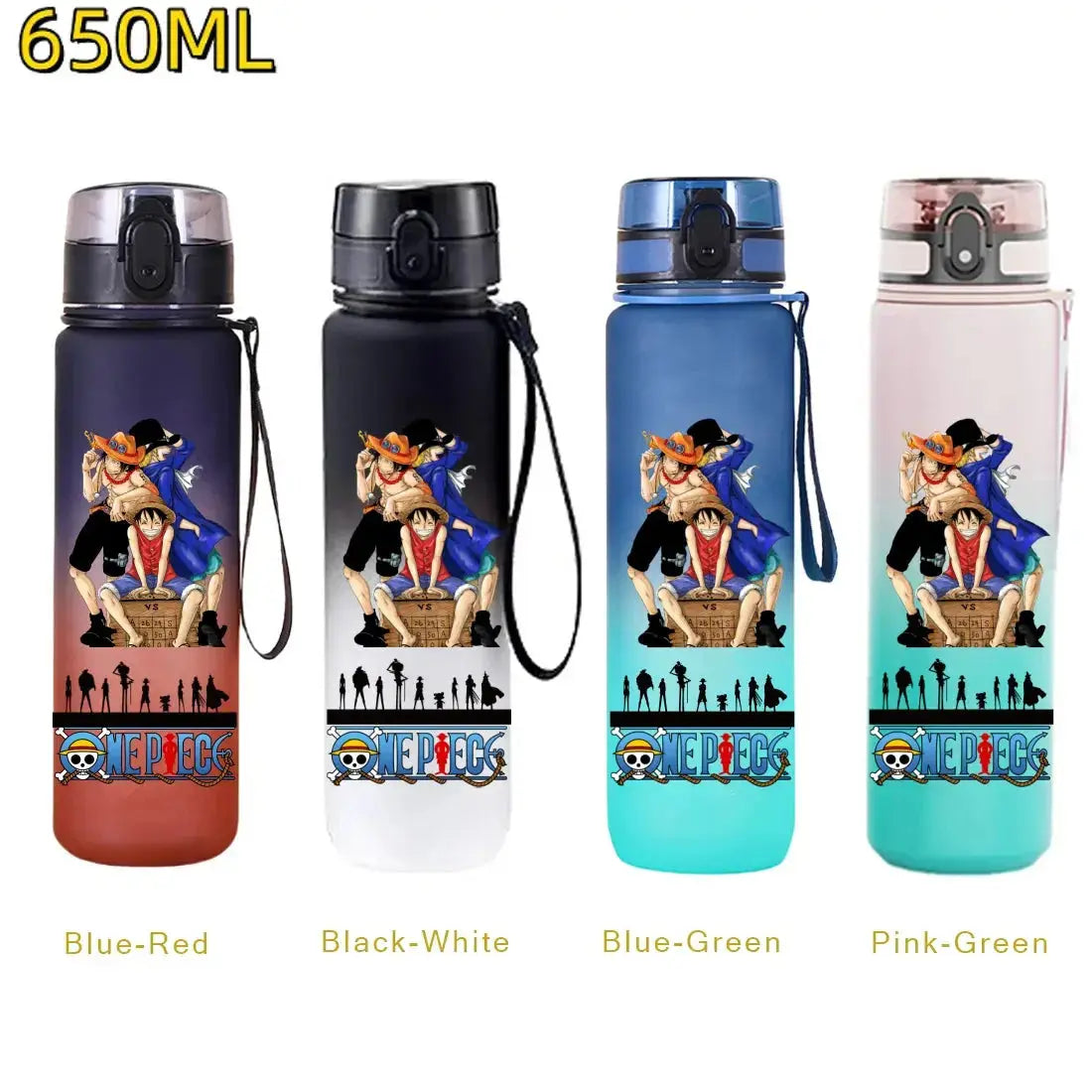 
Gourde Manga One Piece 650ML Luffy, bouteille d’eau portable avec couvercle rabattable