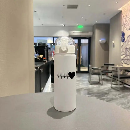 Gourde d'Eau Cœur 780 ml – gourde enfant avec motif cœur et rythme cardiaque