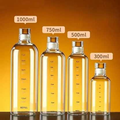 Gourde graduée 1L en verre avec repères horaires pour le sport