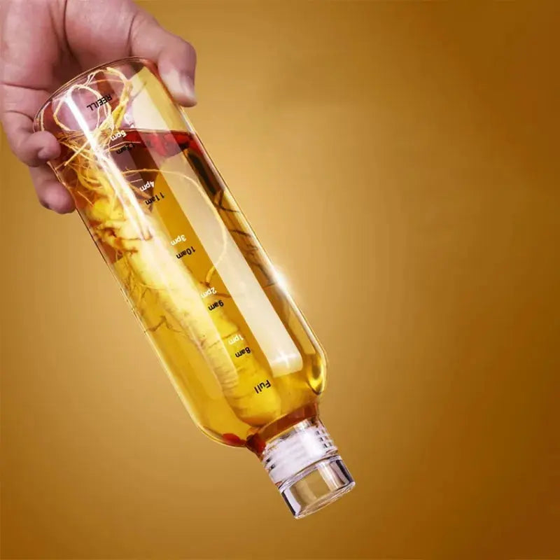 Gourde graduée heure 1L en verre pour organiser sa consommation d'eau