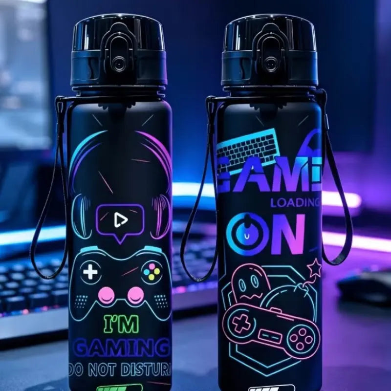 Gourde d'Eau Gaming – bouteille imprimée UV avec design jeu vidéo

