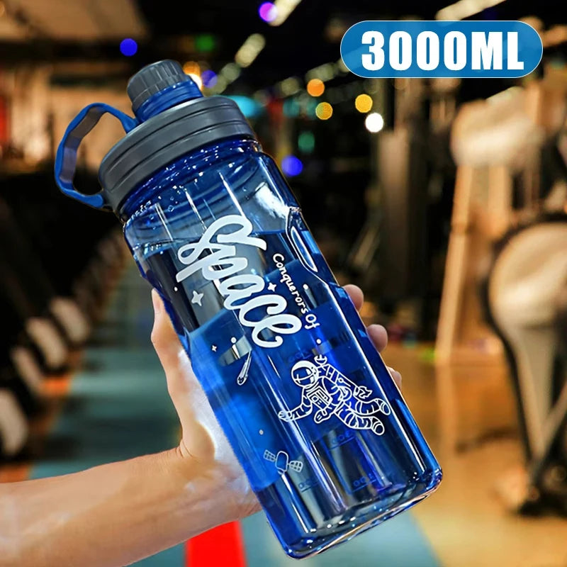 Gourde graduée transparente bleu 1.1L, 2L, 3 litre avec filtre intégré, parfaite pour le fitness, la musculation, le yoga et les activités sportives, permettant de rester hydraté tout au long de la journée grâce à sa grande capacité. | La Gourde