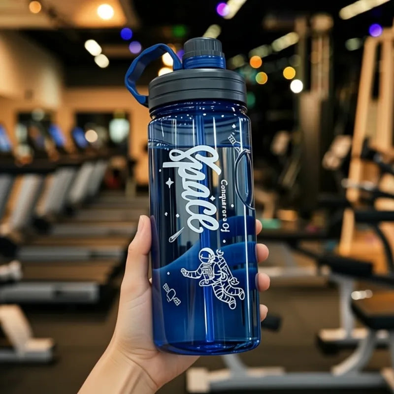 Gourde transparente graduée bleu 1.1 L portable et légère, idéale pour les déplacements, le bureau, les voyages, les études et toutes les situations nécessitant une hydratation constante. | La Gourde