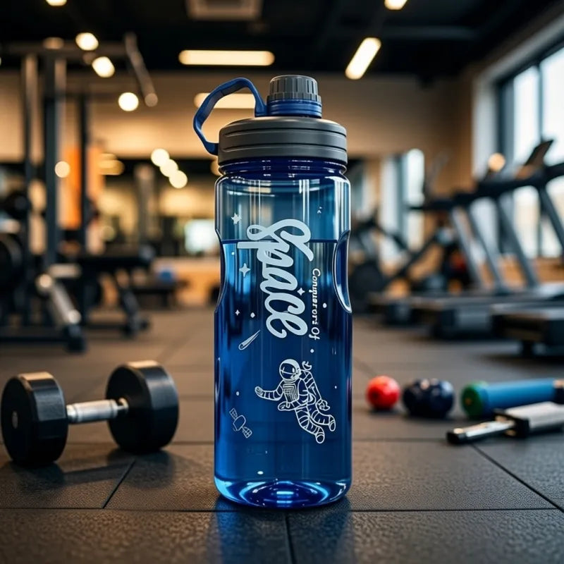 Gourde d'Eau Graduée Transparente Bleu 1.1 L pour hydratation quotidienne, sport, bureau et voyage, combinant praticité, durabilité, design moderne et motivation pour boire plus d’eau chaque jour. | La Gourde