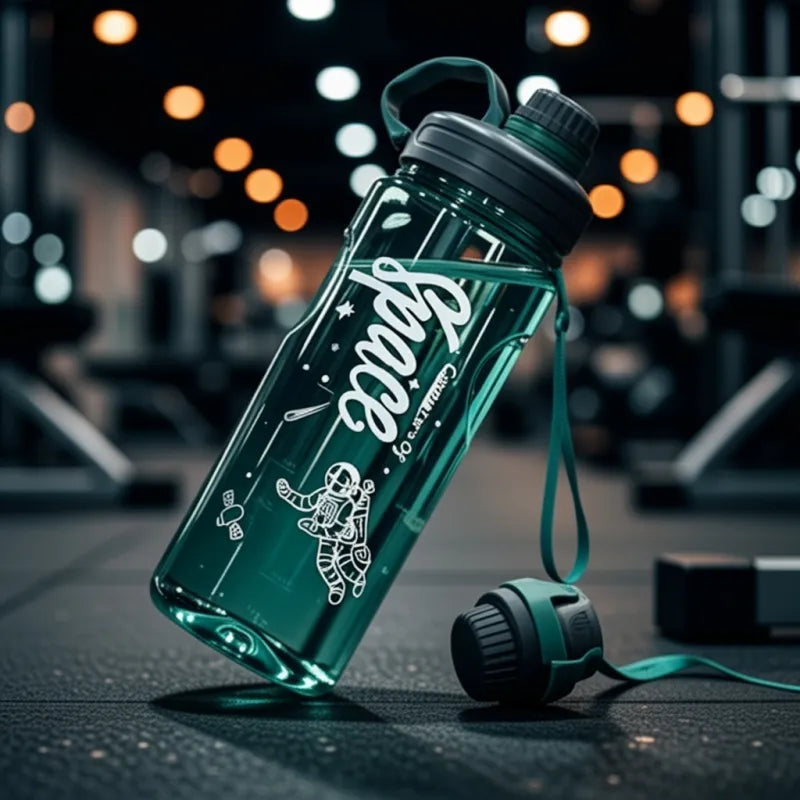 Vue du filtre intégré de la Gourde d'Eau Graduée Transparente Vert 1.1 L, Gourde Sport Motivation Vert,  conçu pour ajouter fruits, glaçons ou infusions et rendre l’hydratation plus agréable pendant le sport ou au bureau. | La Gourde