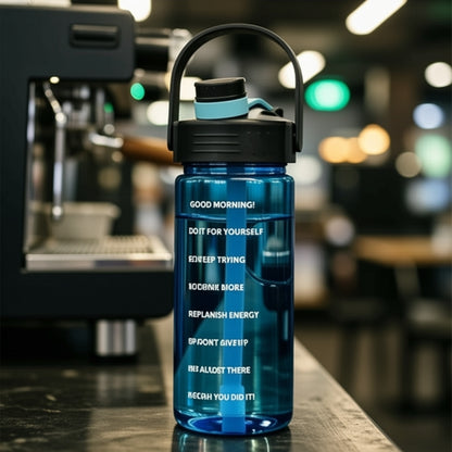 Vue complète de la gourde motivation hydratation 1,5L avec paille intégrée, parfaite pour le sport et le fitness. | La Gourde