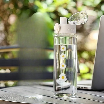 Bouteille d'hydratation transparente à fleurs pour utilisation quotidienne