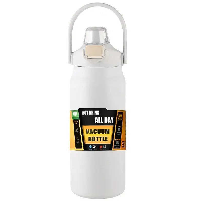 Gourde d'Eau Transportable 1,5 L avec isolation sous vide pour garder l'eau fraîche jusqu'à 24 heures et les boissons chaudes jusqu'à 12 heures.