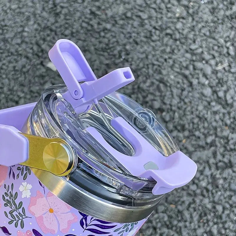 
Gourde isotherme en inox 900 ml au design floral