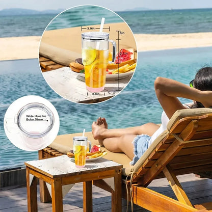 Gobelet café glacé en verre réutilisable avec couvercle et paille pour boissons fraîches maison | La Gourde®