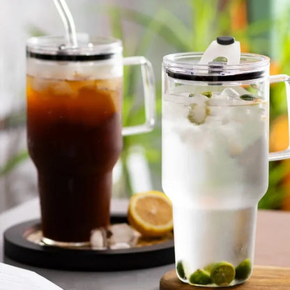 Bouteille d’eau en verre réutilisable avec paille et couvercle pour café glacé à emporter | La Gourde®