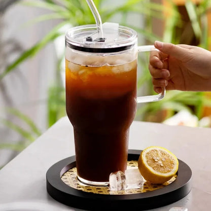 Gobelet en verre transparent grande taille 40oz avec poignée pour boissons froides et smoothies | La Gourde®