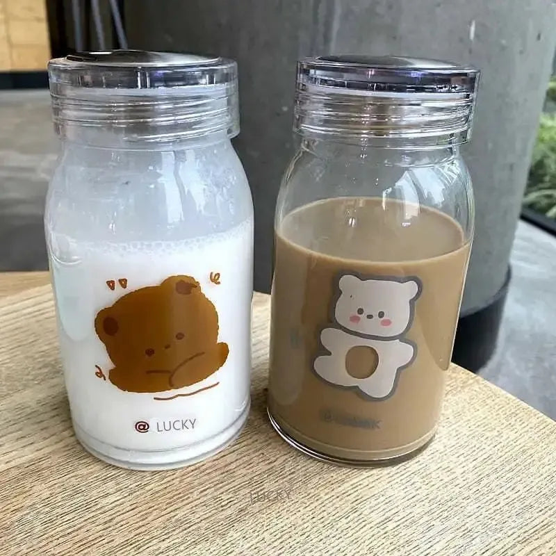 Bouteille en verre design ours pour hydratation quotidienne | La Gourde
