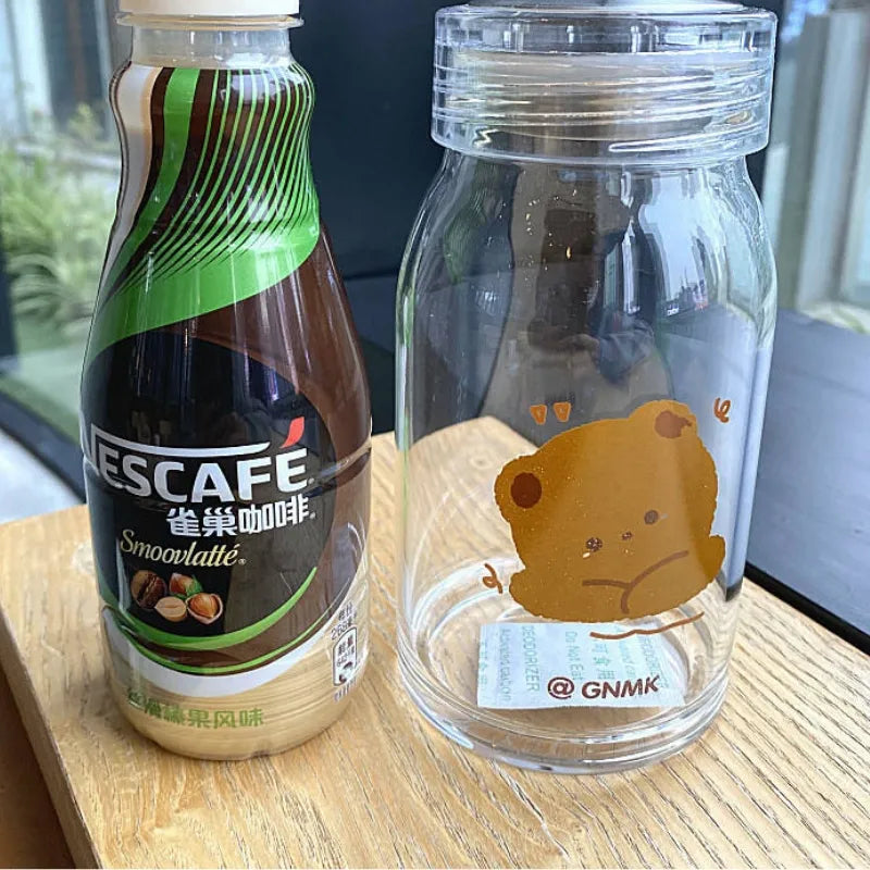 Gourde écologique en verre ours pour école et voyage | La Gourde