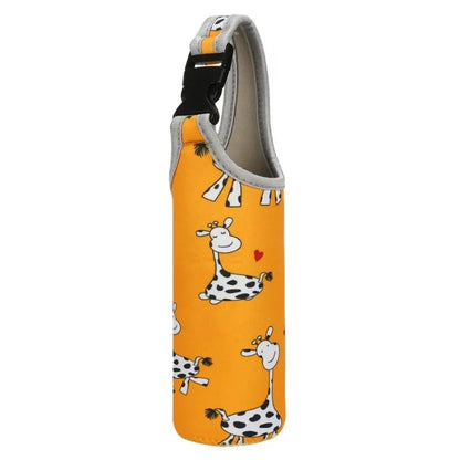 Housse Pour Gourde Orange (Animaux) en néoprène isolant avec poignée de transport, idéale pour protéger une bouteille réutilisable lors du sport, des voyages, du camping et des déplacements quotidiens. | La Gourde