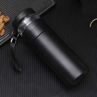 La Gourde - Gourde Isotherme Inox 500ml (Noir), gourde infuseur thé en acier inoxydable, anti-fuite, réutilisable, idéale pour le bureau et le voyage | La Gourde®