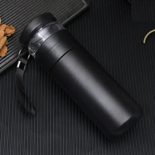 La Gourde - Gourde Isotherme Inox 500ml (Noir), gourde infuseur thé en acier inoxydable, anti-fuite, réutilisable, idéale pour le bureau et le voyage | La Gourde®