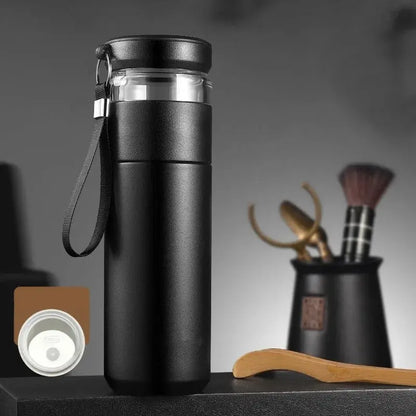 La Gourde - Gourde Isotherme Inox 500ml (Noir), gourde infusion fruits, bouteille thermique, double isolation, acier inoxydable, voyage | La Gourde®