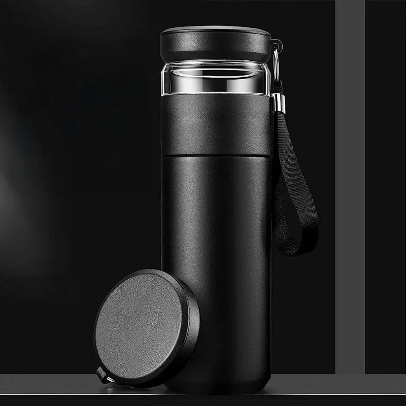 La Gourde - Gourde Isotherme Inox 500ml (Noir), bouteille isotherme avec infuseur, gourde inox 500 ml, sans BPA, étanche, nomade | La Gourde®
