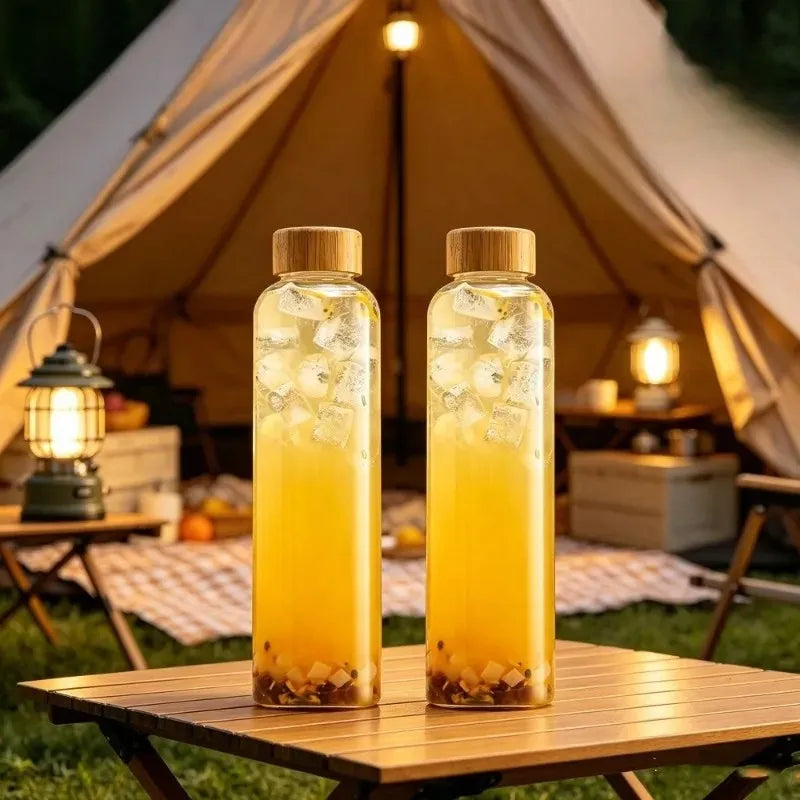 Lot de 2 Gourdes Verre Bambou 750ml réutilisables | La Gourde