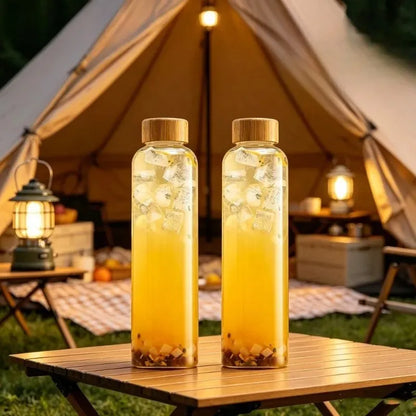 Lot de 2 Gourdes Verre Bambou 750ml réutilisables | La Gourde