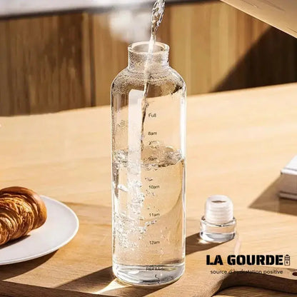 
Lot De 2 Gourde En Verre de 1L avec Graduation Horaire, gourde en verre graduée 1L avec marqueur de temps, conçue pour visualiser facilement les différents moments de consommation d’eau et garder une routine régulière