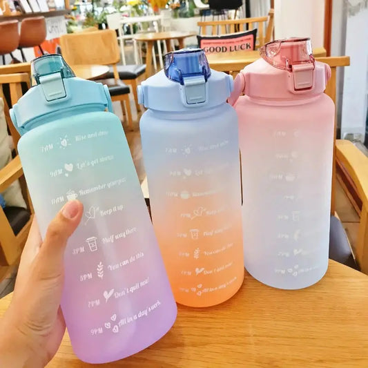 Lot de 3 Gourdes Motivation, gourdes motivation sans BPA, 2L 1,5L 500ML, avec paille, anti-fuite, réutilisables, idéales pour le sport | La Gourde®