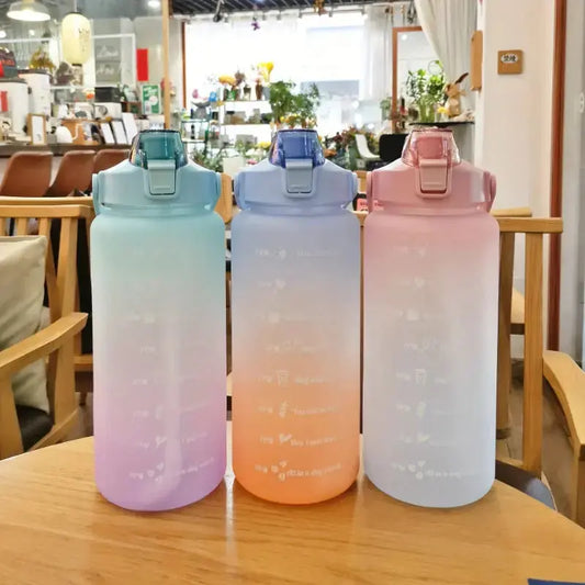 Lot de 3 Gourdes Motivation, bouteilles d'eau motivation, marqueurs de temps, plastique Tritan, sans BPA, parfaites pour le fitness | La Gourde®