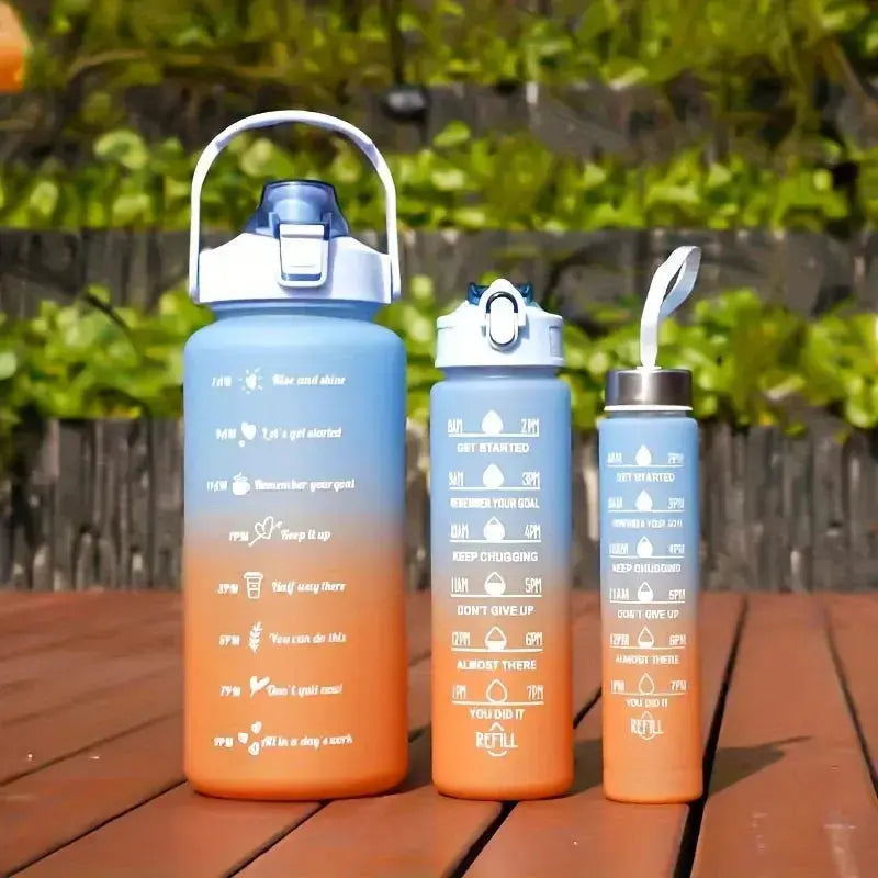 Lot de 3 Gourdes Motivation, gourdes motivation françaises, paille intégrée, anti-fuite, ergonomiques, parfaites pour le travail | La Gourde®
