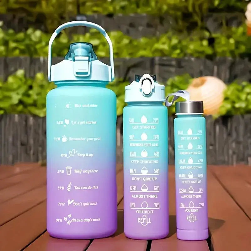 Lot de 3 Gourdes Motivation, gourdes dégradées, bouteilles d'eau sport, sans substances toxiques, réutilisables, idéales pour le quotidien | La Gourde®