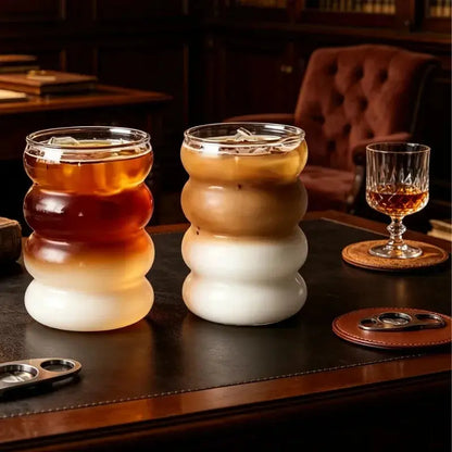 Lot de 2 Gobelet En Verre 350ML, verres transparents, pailles réutilisables, 350 ml, idéals pour jus de fruits | La Gourde®