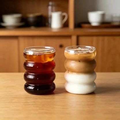 Lot de 2 Gobelet En Verre 350ML, verres élégants, style européen, résistants aux chocs, parfaits pour cocktails maison | La Gourde®