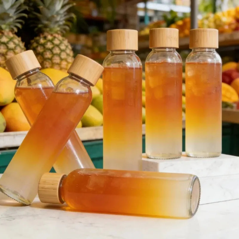 bouteille en verre borosilicaté avec bouchon bambou étanche | La Gourde