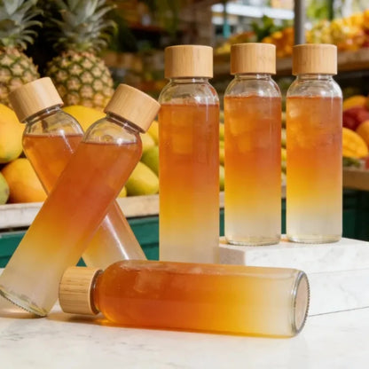 bouteille en verre borosilicaté avec bouchon bambou étanche | La Gourde
