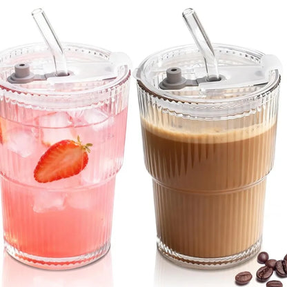 Mug Tasse verre transparent avec couvercle pour boissons froides et chaud | La Gourde